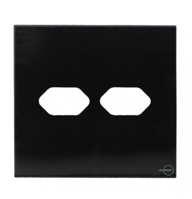 Placa p/ 2 Tomadas 4x4 - Novara Glass Preto Brilhante